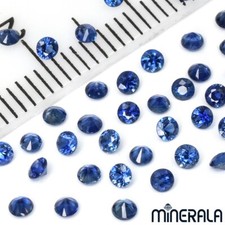 [Großhandel] Natürlich Blauer Saphir Rund Facettierter Edelstein 0.9mm - 4mm