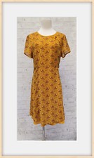 Neu Wanssy Damen kurzarm Kleid Paisley gelb Qipao Stil Größe L 706-5299