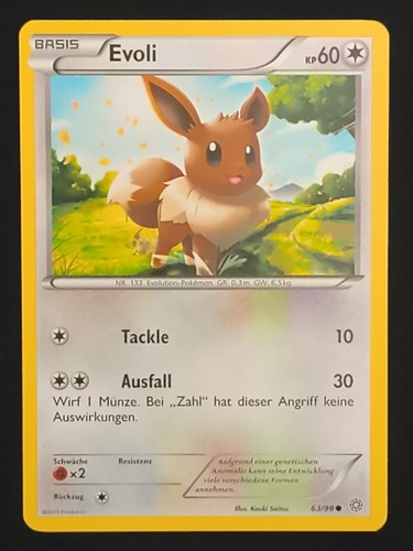 Pokémon karte evoli - evoli, 63/98
