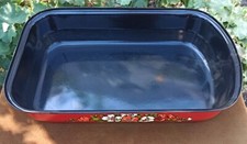 Emaile Bräter - Auflaufform  rot  blumig - 70/80er Jahre - kultig - kaum benutzt