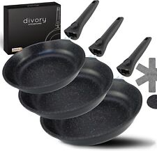 DIVORY Pfannenset 20/24/28cm | alle Herdarten | Antihaft | Abnehmbarer Griff