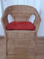 4 Korbsessel Ikea, mit orangem Sitzkissen