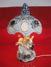 PMP Plaue Lampe kobalt Riesig 47cm Lithophanie Figur Schreibtischlampe Putto 