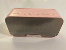 Bluetooth 5.0 Lautsprecher FM Radio Spiegel LED Wecker USB Farbe Rosa NEU