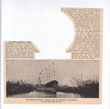 Geestemünde Bremerhafen 1902 " Fünfmaster Preußen  Stapellauf " Foto / Text 1902