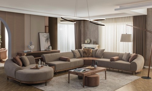 Modernes beiges ecksofa - beiges, u-form