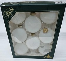 8 Stück Set Christbaumkugel Weihnachtskugel Ø ca 6,5 cm Krebs Lauscha Satin-weiß