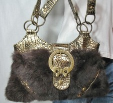 Pelztasche Magnet Handtasche Echtfell Umhängetasche Schultertasche Kroko Reptil