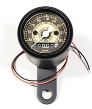 Mini-Tacho 48mm Schwarz 2:1 Retro Vintage Style für HD Suzuki Kawasaki Universal