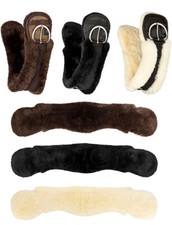 Equinate Western Mondgurt mit echtem Lammfell - Kurzgurt Bauchgurt Sattelgurt