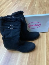 Schwarze Keilabsatzstiefel Gr. 38 Graceland TOP ♥️