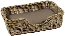 Hundekorb Hundebett Hundesofa PUPPY Rattan grau 63x42x18 cm mit passendem Kissen