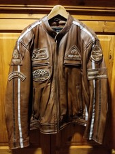 herren leder biker jacke vintage braun Größe L