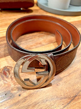 Gucci Gürtel Leder braun GG Muster Original Gr. 95 deutliche Nutzung
