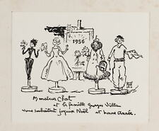 G. VILLA (1883-1956), Neujahrsgruß mit Schaufensterpuppen,  1956, Federlithograp