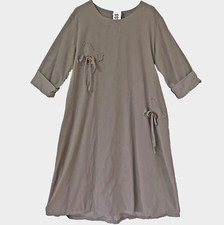 La Bass lässiges Long Kleid Feincord EG 44-46-48 Taschen A-Linie hellgrau