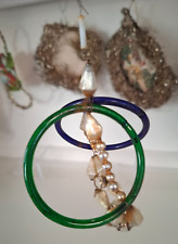 Doppel-Glas-Reif mit Perlen, ca. 10 cm,  alter Gablonzer Weihnachtsschmuck #013