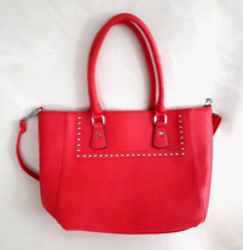 Handtasche Shopper Umhängetasche mit Nieten rot 42 cm NEU