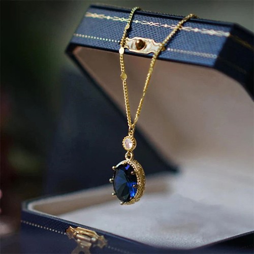 Halskette gold blauer - halskette,