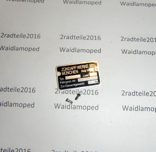 Zündapp typenschild am - typenschild,
