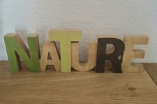 Deko Aufsteller Dekofigur Wohnzimmer groß NATURE Schriftzug Holz Buchstaben TOP!