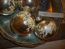 4 alte große DDR Christbaumkugeln Floral Christbaumschmuck Nostalgie Dekoration