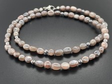 SCHMUCKJAGD  COLLIER 925/-SILBER RHODINIERT MIT  MONDSTEIN & HÄMATIT SILBERZEIT