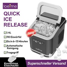 Kompakte & Tragbare Eiswürfelmaschine 1.4L IceMaker 12kg/24h Schnell & Leise DHL