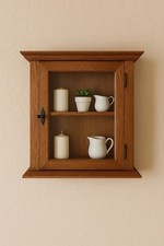 Schöner vielseitiger Massiv Holz Hängeschrank  Eiche mit Glastür