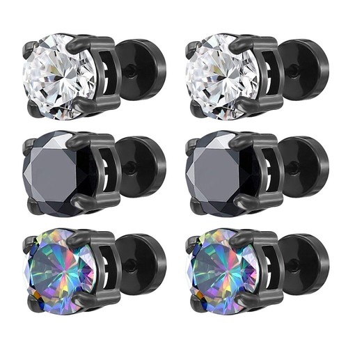 Schwarze edelstahl ohrstecker - edelstahl,