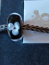 Original Trollbeads, Blume, schwarz, Sterling Silber, retired