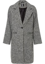 Karierter Wollmantel Gr. 44 Schwarz Wollweiß Damen-Mantel Winter Jacke Neu*