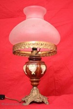 **Zauberhafte Schreibtischlampe / Banker Lampe / Porzellan / Messing / Milchglas