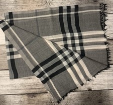Burberry Damen Schal Giant Check Scarf Wolle /Seide Grey , Black, Beige