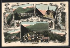 Gaming /N.-Oe., Karthause, Schleier Wasserfall, Ybbstalbahn, Ansichtskarte 