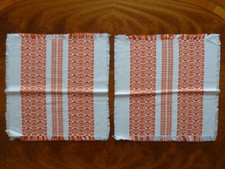 2 Platzdeckchen Leinen, naturfarben, mit gewebtem Ornament, 31 cm x 30 cm, 51 g