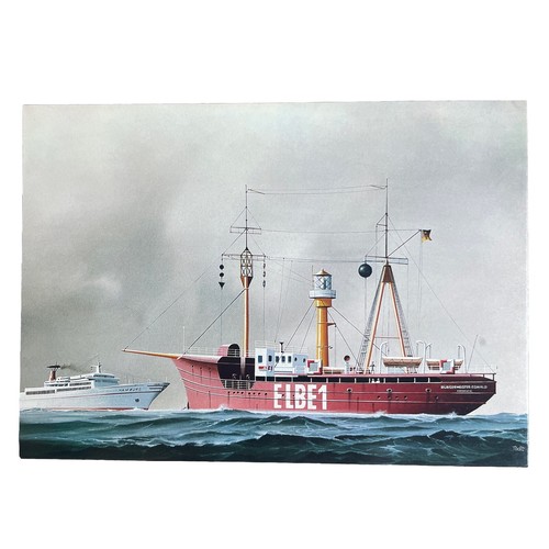 Postkarte schiff elbe feuer - postkarte,