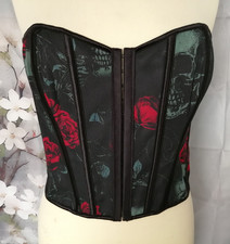 TOLLE  CORSAGE MIT ROSEN & TOTENKOPF  Gr.  XL Gothic