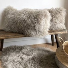 Kissen Tibet Lammfell taupe