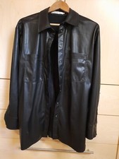 Calvin Klein Leder  Hemd Bluse Schwarz Gr. S 