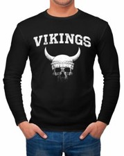 Herren Longsleeve Wikinger-Helm Skull Totenkopf Langarm-Shirt Fashion