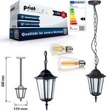 LED Garten Hängeleuchte Außenleuchte 6W Rustikale Retro Terrasse Laterne Schwarz