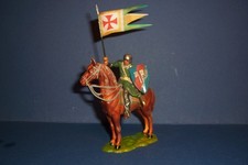 Elastolin Normannenreiter zu Pferd mit Fahne 7 cm