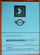 Reparaturanleitung Simson MOFA 1 Simson Mofa SL1  Stand 1970 IFA