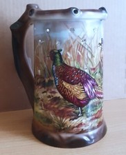 Alter Bierkrug, Scherzkrug mit Löcher-Gerold-Porzellan-Rebhuhn-Neuwertig Aus Na