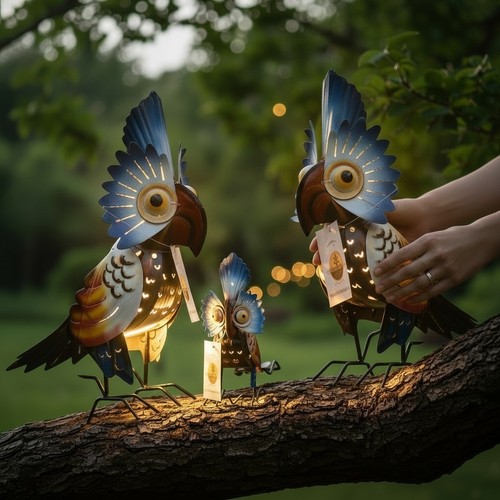 Eulen familie windlicht - eulen,