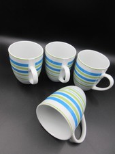 ? 4x Tchibo TCM Kaffeebecher/-Cups - blau grün gestreift