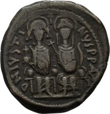 Byzanz Justinus Follis Bronze