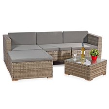 Sitzgruppe Rattan Grau Lounge Gartengarnitur Gartenset Sitzmöbel Essgruppe ⛱️