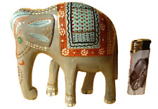 indischer Elefant grau handarbeit handgemalt aus Indien Holzkunst Figur Holz